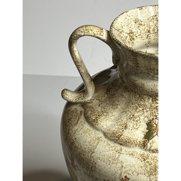 Vintage-Style Ceramic Floral Decorative Vase Urn With Handles - Picture 5 of 8